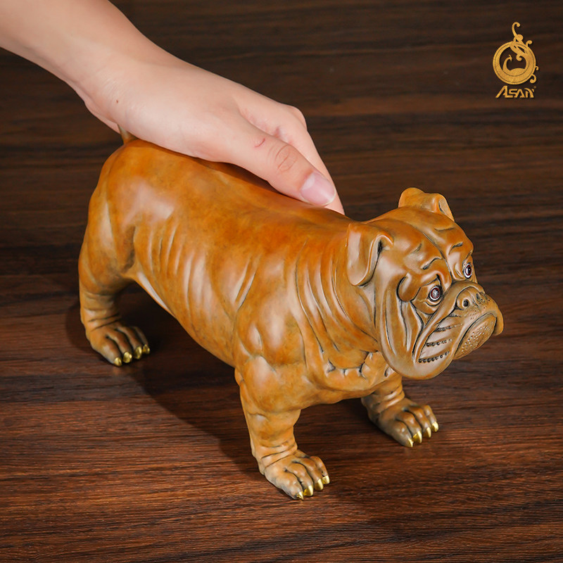黄铜摆件《斗牛犬》铜工艺礼品摆饰家居饰品客厅装饰品 生肖狗摆