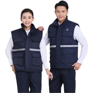 秋冬季棉大船马甲加厚劳保工作服冬装船厂多口袋男工人保暖劳保