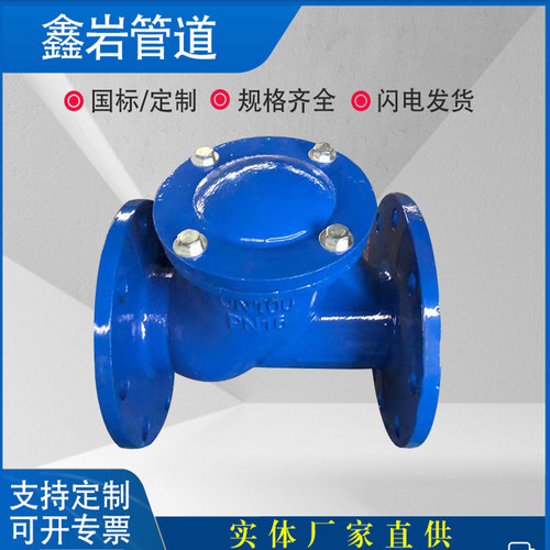 H44X橡胶板止回阀新型球墨铸铁止回阀法兰单向阀排污DN80 100 150