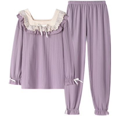 睡衣春秋款女纯棉可爱公主风2021年新款大码长袖秋冬季家居服套装