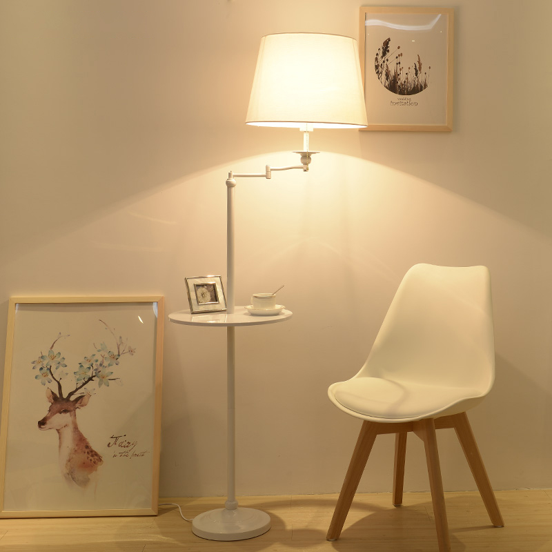 奶油风茶几落地灯卧室客厅沙发旁边几光摆件网红氛围托盘床头台灯