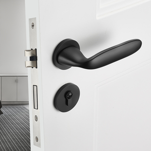 门锁室内卧室家用通用型房间黑色房门锁静音磁吸分体木门把手锁具