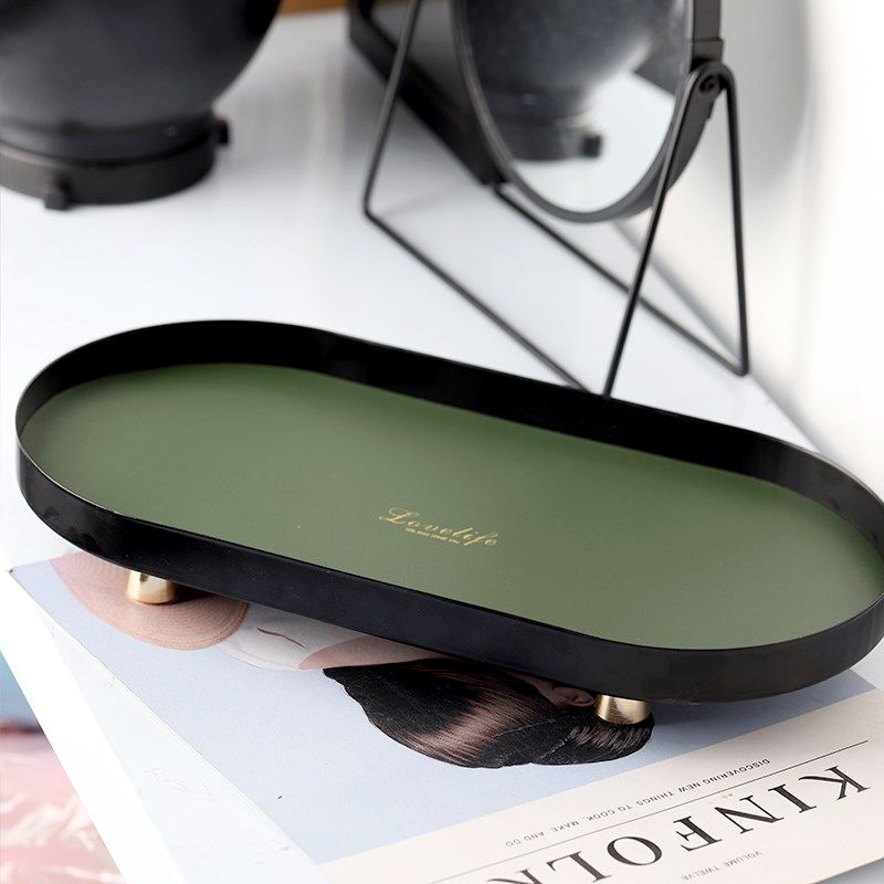 北欧风铁艺轻奢西餐盘甜品盘首饰收纳盘置物盘椭圆香薰托盘摆件,家居饰品,香薰托盘,淘宝优惠券,粉丝福利购,淘宝优惠卷