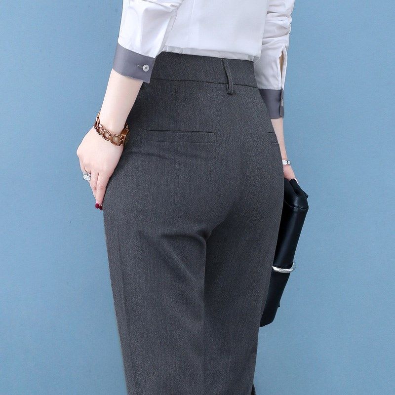 西装裤女春秋女裤新款女士工作裤小脚深灰色烟管裤子正装职业西裤