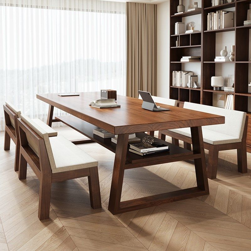 客厅实木书桌双层学生家用一体写字桌书房长条桌高端办公桌工作台,住宅家具,书桌,淘宝优惠券,粉丝福利购,淘宝优惠卷