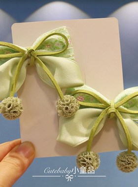 春夏甜美粉色蝴蝶结儿童发夹清新小女孩流苏公主头饰发卡女童边夹