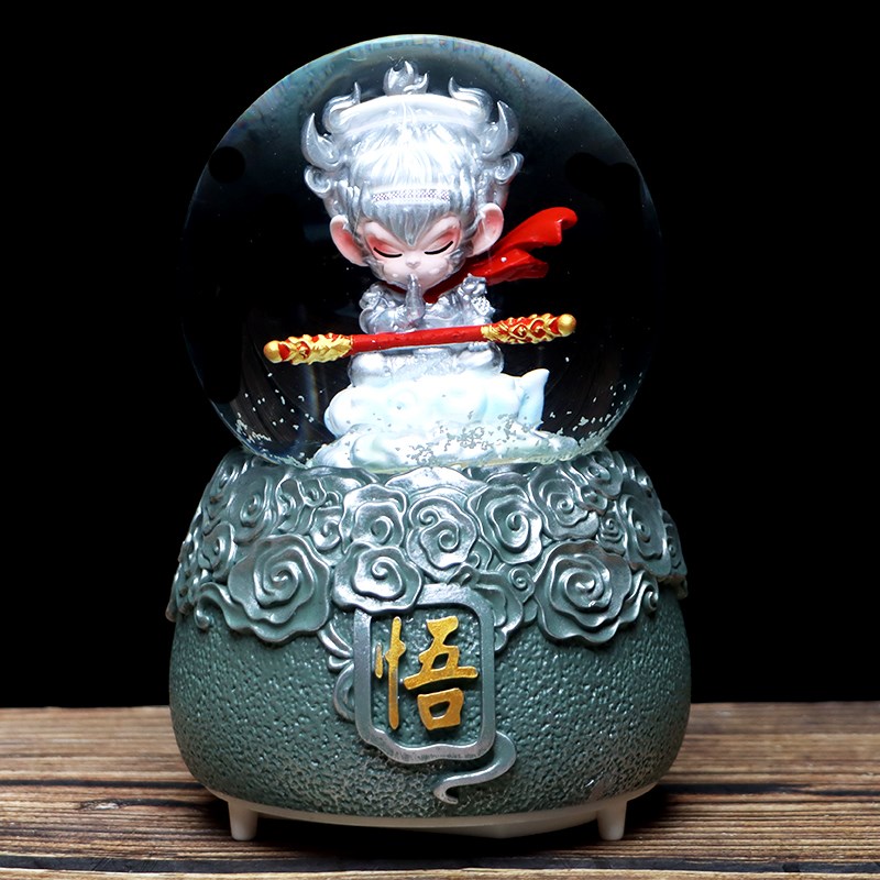 黑神话悟空周边水晶球音乐盒发光旋转金箍棒手办摆件送生日礼物