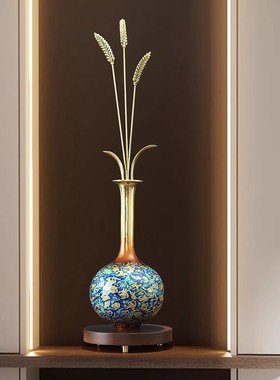 岁岁平安铜麦穗摆件入户玄关竖高新中式桌面装饰乔迁高档开业礼物