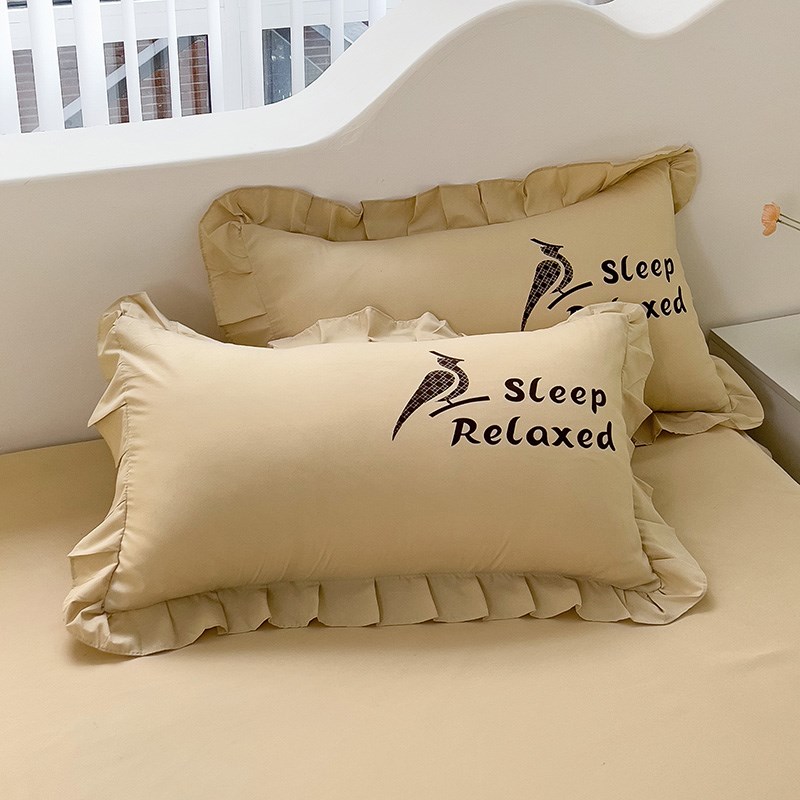 韩式公主风床笠款水洗全棉床上花边四件套罩床品床单4件套纯棉被