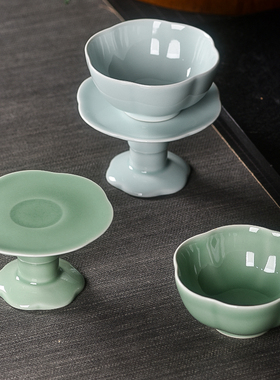 莲花供碗家用高脚斋碗八吉祥陶瓷供奉礼佛供饭碗供水碗供菜碗寺庙