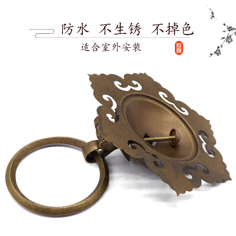 仿古纯铜门环中式大门拉手黄铜老式木门门把手复古圆环门拉手把手