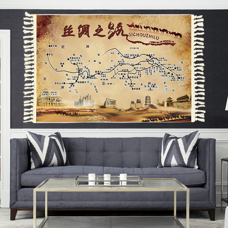 新疆风景挂毯胡杨林风景装饰画维吾尔族民族特色十二木卡姆墙壁挂