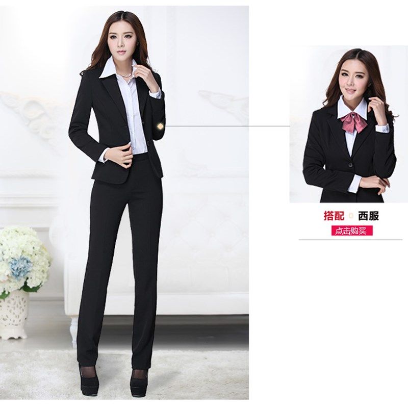 秋冬款女士加绒加厚西裤黑色正装工作裤职业女裤加绒直筒西装长裤