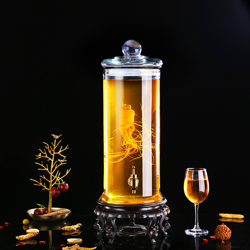 无铅加厚泡酒坛子玻璃人参药酒泡酒玻璃专用瓶5斤10斤泡酒罐家用