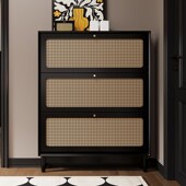 美式 柜家用门口入户楼道极窄黑色翻斗玄关柜靠墙小户型 藤编超薄鞋