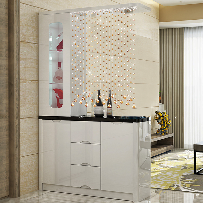 水晶帘子客厅珠帘隔断帘家用玄关屏风装饰过道门帘鞋柜挂帘免打孔