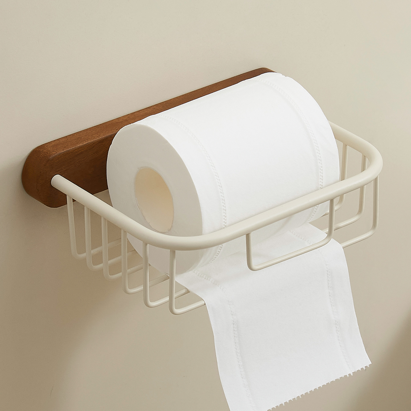 胡桃木卫生间厕纸盒免打孔壁挂