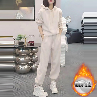 加绒加厚卫衣运动休闲裤套装女款