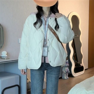 时尚休闲气质温柔风纯色棉服外套