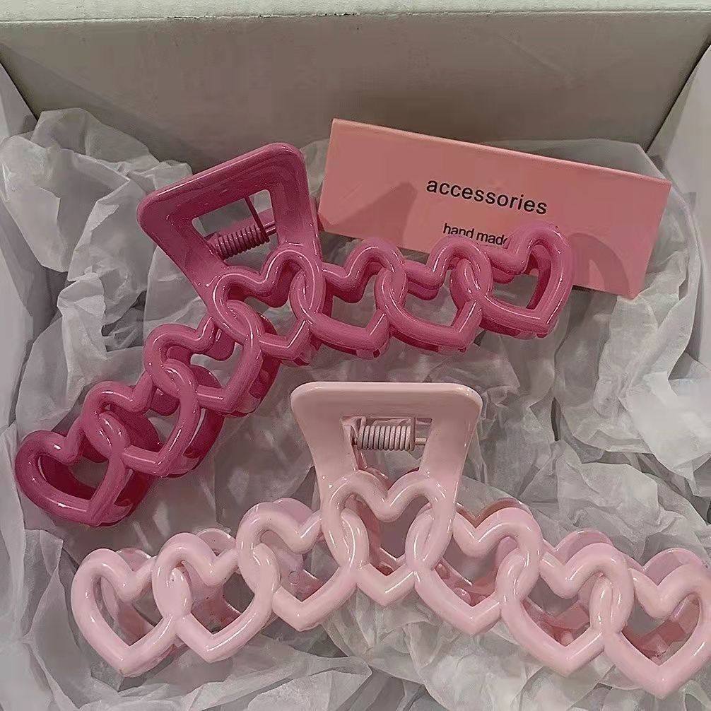 高级感爱心亚克力大号抓夹女发夹简约设计后脑勺鲨鱼夹发量多发抓,饰品/流行首饰/时尚饰品新,民族风发饰,淘宝优惠券,粉丝福利购,淘宝优惠卷