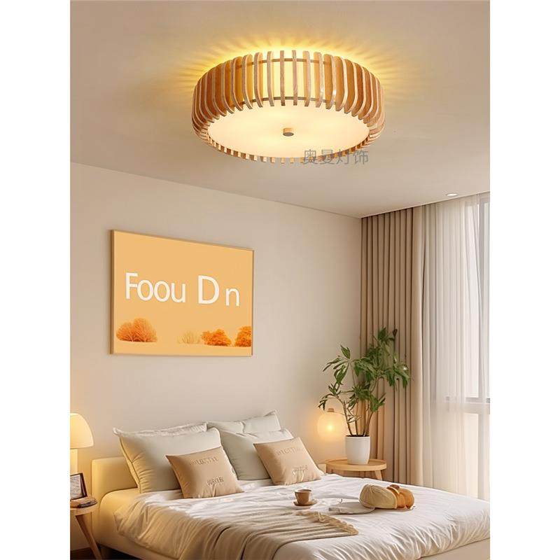 日式吸顶灯原木风灯具全光谱实木LED客厅主卧灯胡桃木圆形卧室灯,3C数码配件,USB灯,淘宝优惠券,粉丝福利购,淘宝优惠卷