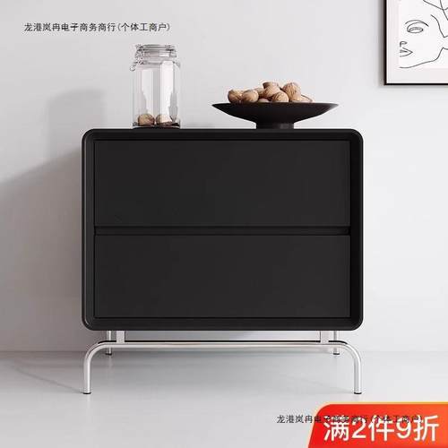 北欧实木床头柜简约现代卧室黑色床边抽屉小柜子储物柜家用收纳柜