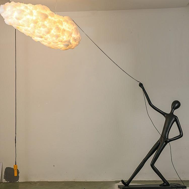 北欧设计师人形艺术雕塑树脂摆件灯工程别墅酒店展厅售楼处落地灯