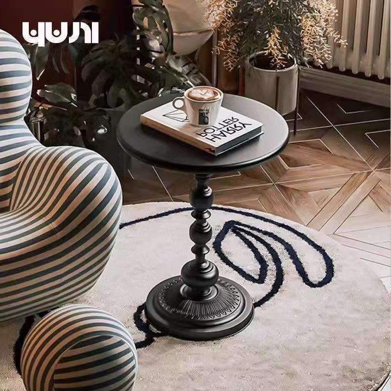 简约沙发边几复古客厅家用小茶几边桌角几铁艺床头阳台小圆桌复古