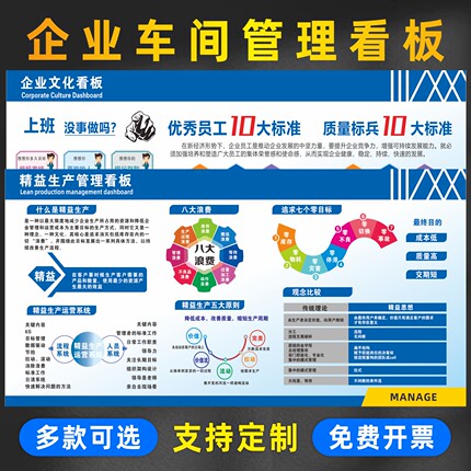 精益生产宣传挂图企业车间仓库生产看板车间品质管理标语海报5S6S8S管理看板工厂车间品质宣传看板PP标示贴