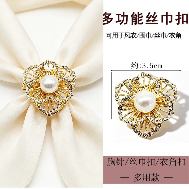 丝巾扣高档胸针女百搭两用围巾披肩衣角打结扣环小众别针胸花配饰