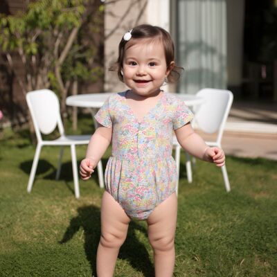 夏季碎花爬服婴儿连体衣宝宝哈衣新生儿衣服短袖舒适包屁衣