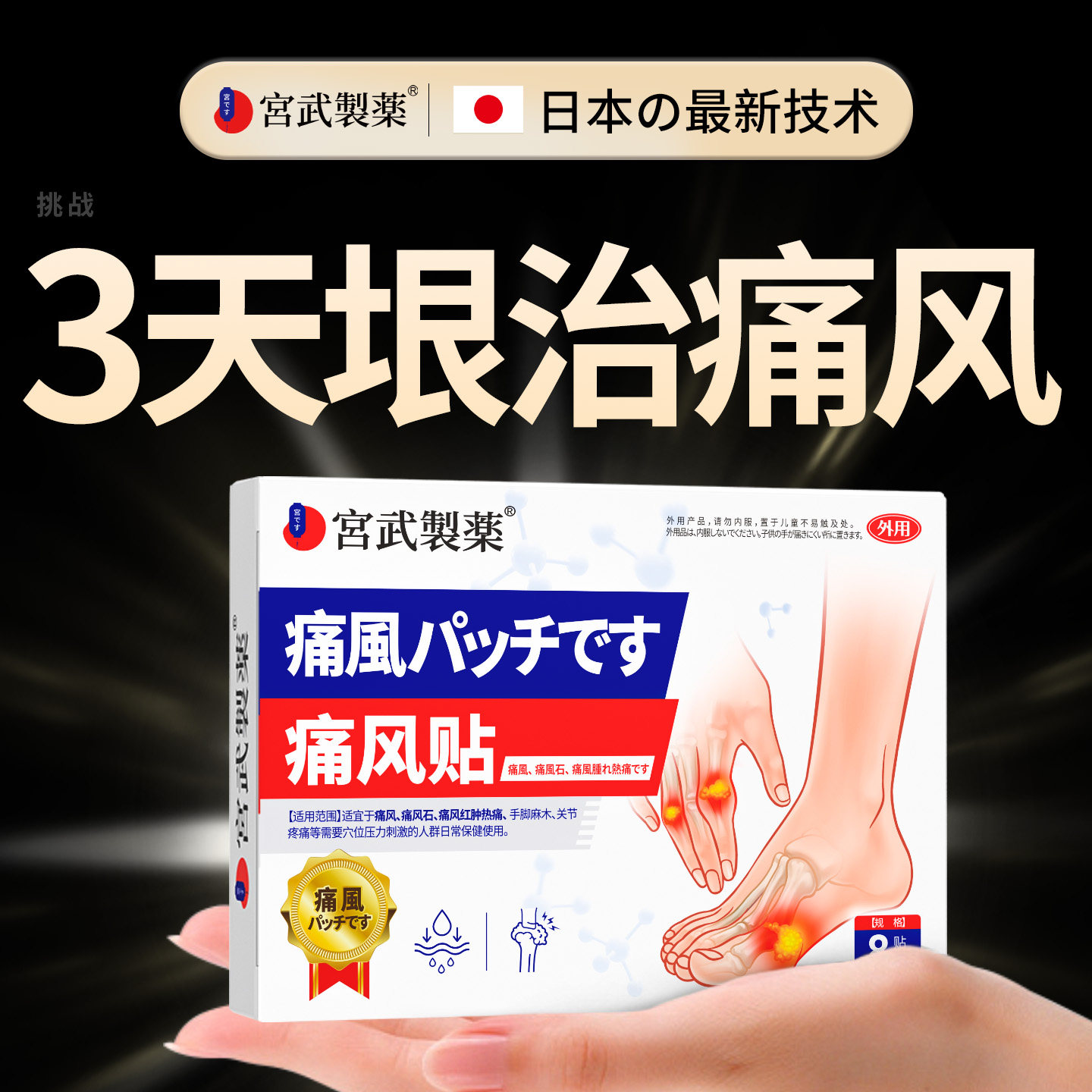 痛风贴溶石降尿酸消肿止痛贴特效冷敷专治类性关节炎祛痛风湿膏贴