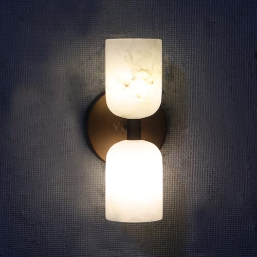 轻奢法式极简双头天然云石壁灯