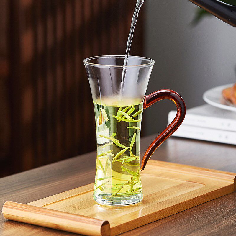 美斯尼玻璃杯绿茶泡茶杯加厚耐高温广口杯高硼硅水杯牛奶咖啡杯子