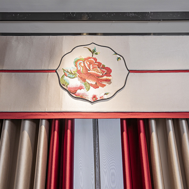 新中式绣花窗帘豪华别墅客厅卧室书房成品定制奢华遮光布落地窗纱