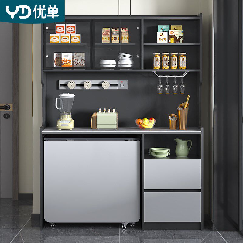 轻奢岩板餐边柜餐桌一体靠墙酒柜多功能餐厅厨房置物柜小户型G211