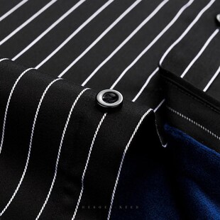 HN高端纯棉黑白条纹保暖衬衫男士冬季高级感黑色商务加厚加绒衬衣