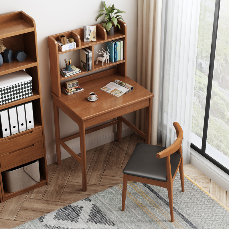 实木书桌简约北欧电脑单人桌家用学生学习写字小户型卧室办公桌子