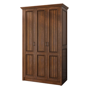 美式乡村儿童衣柜全实木复古卧室大小户型2门3门储物衣橱可定制