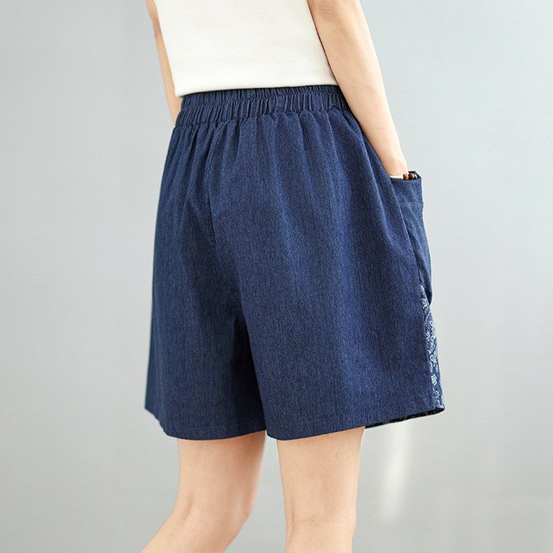 大码女裤夏季新款牛仔阔腿短裤胖mm松紧腰五分裤假两件裙裤子蓝色,女装/女士精品,牛仔裤,淘宝优惠券,粉丝福利购,淘宝优惠卷