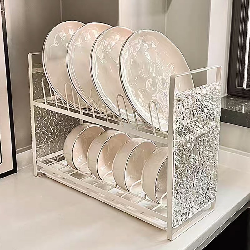 厨房双层沥水碗盘架家用碗碟收纳架多功能台面盘子置物架水槽碗架