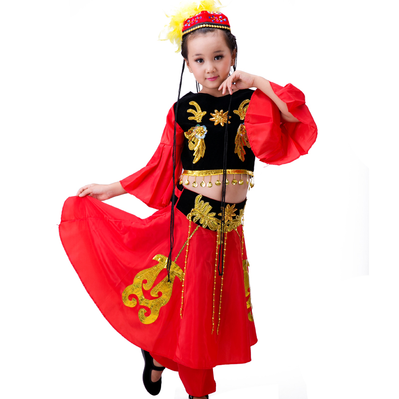 女童新款儿童维族舞蹈服装少儿新疆表演服幼童表演服肚皮舞演出服