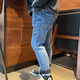 男童牛仔裤子小脚修身瘦版铅笔裤烟管裤2024春秋冬季宝宝儿童长裤