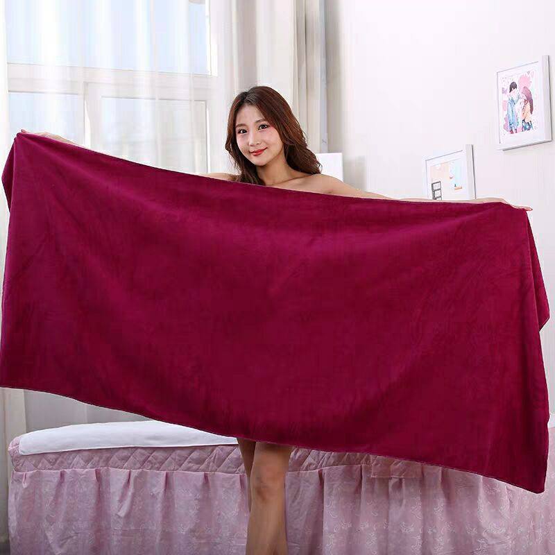 美容院浴巾家用纯棉吸水大款超大号加男女裹巾专用铺床床单大毛巾