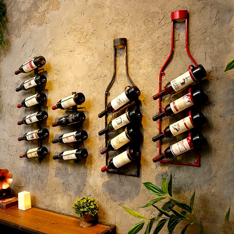 复古工业风铁艺壁挂酒架墙上装饰创意悬挂葡萄酒红酒展示架置物架