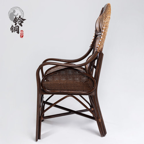 藤椅天然真藤单人休闲成人编织老人扶手家用老板办公电脑椅太师椅