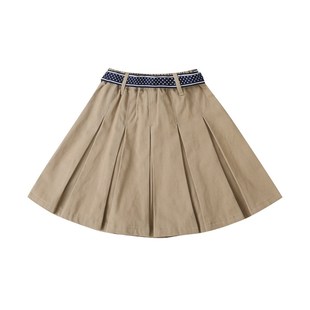 棉百褶裙10Q262 女童园服蝴蝶结腰带短裤 校服 女童春秋半身裙