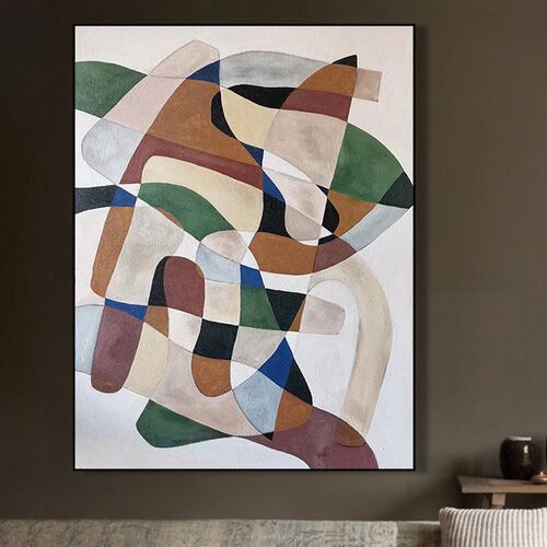 为序 肌理手绘《多娇》玄关装饰画高级感小众艺术定制抽象挂画