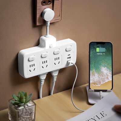 插座转换器面板多孔独立开关无线插排接线板带usb插头插线板