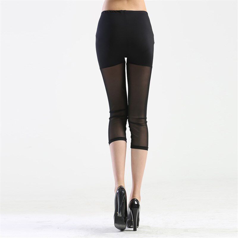 包邮夏款网裤网袜网纱七分打底裤薄款九分七分五分裤拼接带安全裤